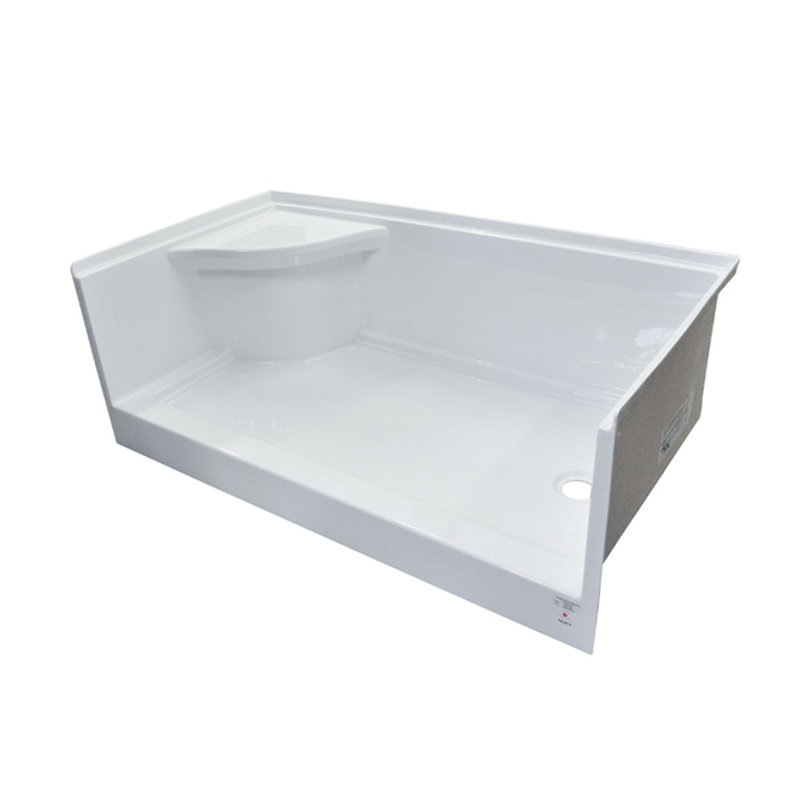 Base de douche décalée à seuil simple avec siège moulé, H 21,5 po x l 30 po x p 60 po