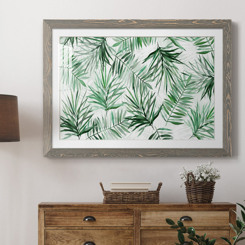 «Palm Fronds» par J Paul - reproduction d'art sur papier encadrée, H 31 po x l 44 po x P 1 po, Cadre en papier gris