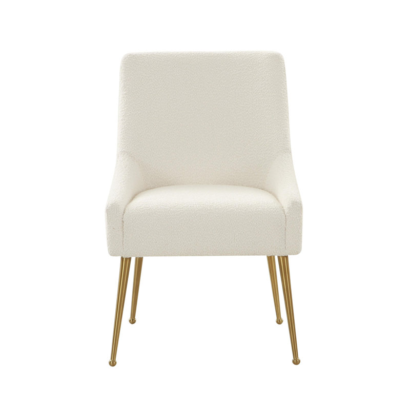 Chaise d'appoint rembourrée avec revêtement en velours Rizo, Doré, Velours crème