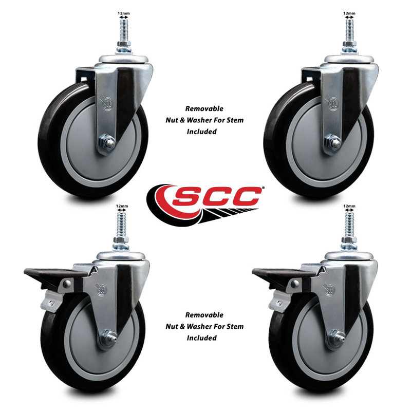 Polyurethane Wheel Swivel 10mm Threaded Stem Caster SCC