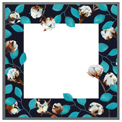 Aquasco Watercolour Blue Leaf Frame 1 Piece Single Picture Frame Wall Art