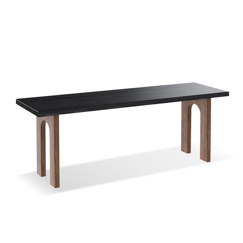 Bureau rectangulaire en bois massif noir et noyer clair, H 29,53 po x l 78,74 po x P 23,62 po