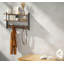Portemanteau mural 17 po à deux niveaux brun rustique avec tablette et crochets doubles-1101189592