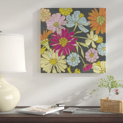 « summer floral on gray i », reproduction d’impression sur toile tendue