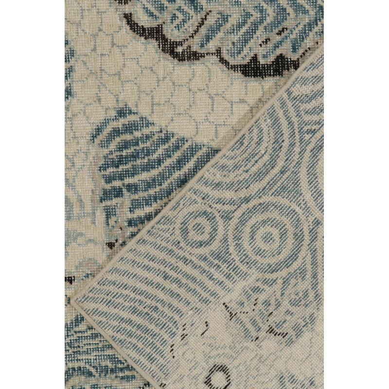 Distressed Dragon Rug In Blue, Gray & Black Pictorials By Rug & Kilim, Rectangle 13' x 19'