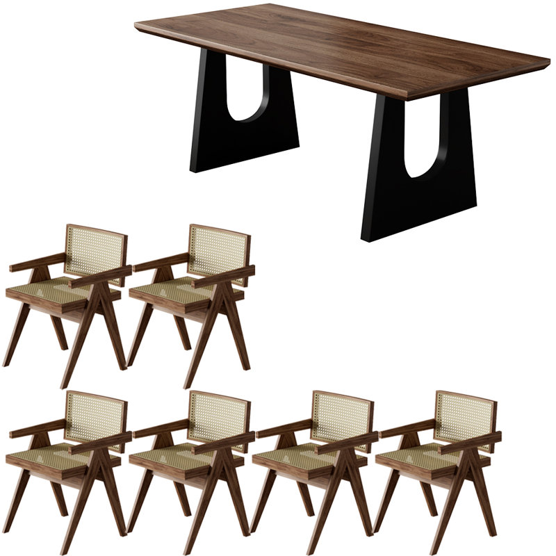 Ensemble de table à manger en bois massif de style français, H 29,5 po x L 62,9 po x l 31,4 po