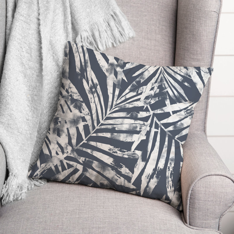  Coussin décoratif floral intérieur / extérieur en polyester, Ardoise, H 18 po x l 18 po