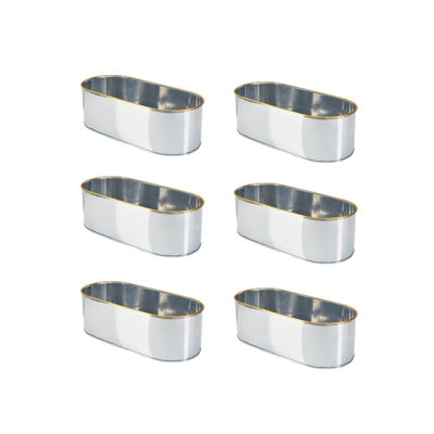 Latitude Run® Luminous Steel Oval Planter, Perfect Decorative Accent For Weddings, And Events, Use As Vanity Organizer, Accessories Holder, Measures 13" Long, 6" Wide & 4.5" Tall, Pack Of 6