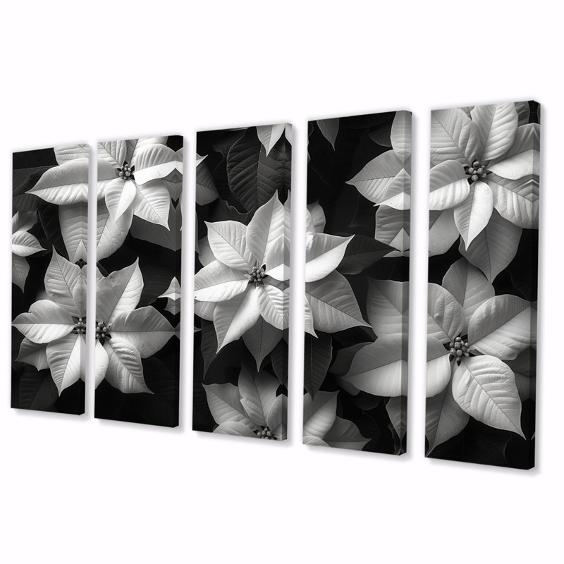 Monochromes poinsettias botanique beauté - ensemble de décorations murales poinsettias, H 32 po x l 80 po