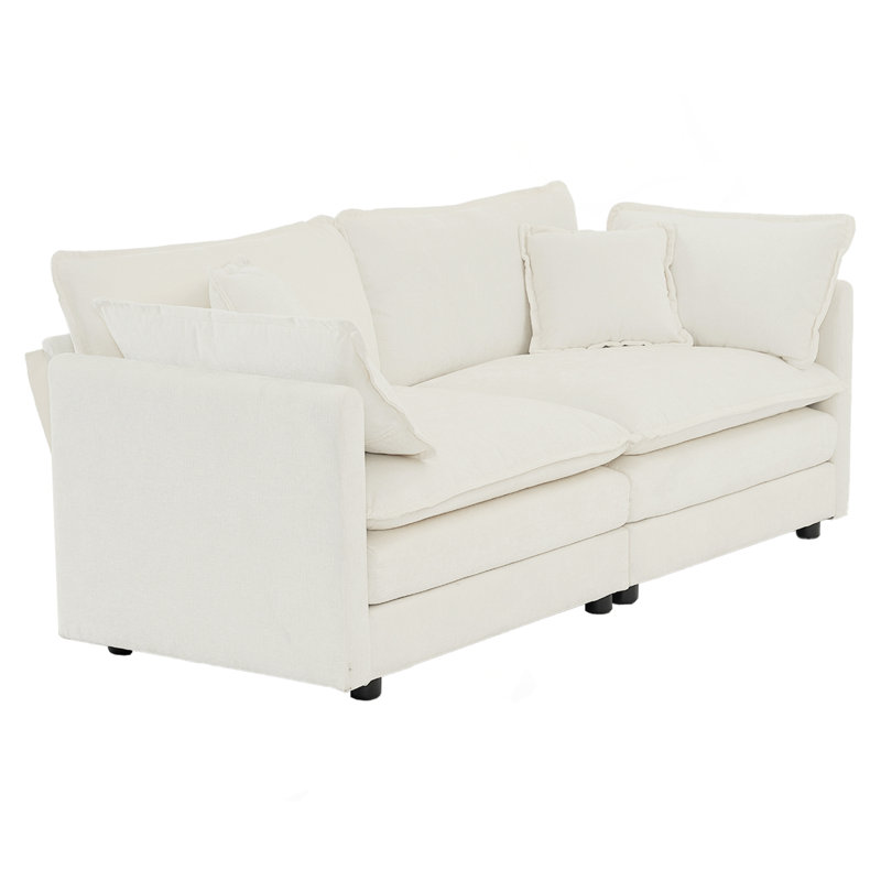 Canapé moderne en tissu pour causeuse pour le salon, canapé 2 places à assise profonde de grande taille avec 4 coussins, 2