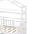 House Bed With Trundle And Storage Shelf, Wood Bed Frame With Roof And Safety Guardrail-1892447803