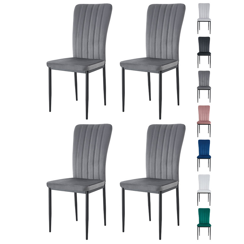 Metal Side Chair in Dark Grey, 4, Green