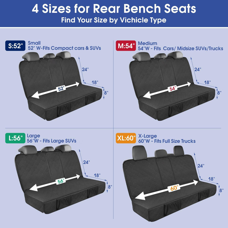 Upgraded 900D Heavy Duty Dog Back Bench Seat Cover for Large SUVs, Car Seat Protector, Seatbelt & Armrest Compatible, Waterproof & Non‑Slip for Dogs & Kids