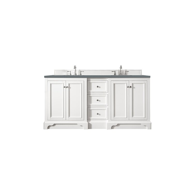 82 de Soto Double Bathroom Vanity with Makeup Counter, Bright White