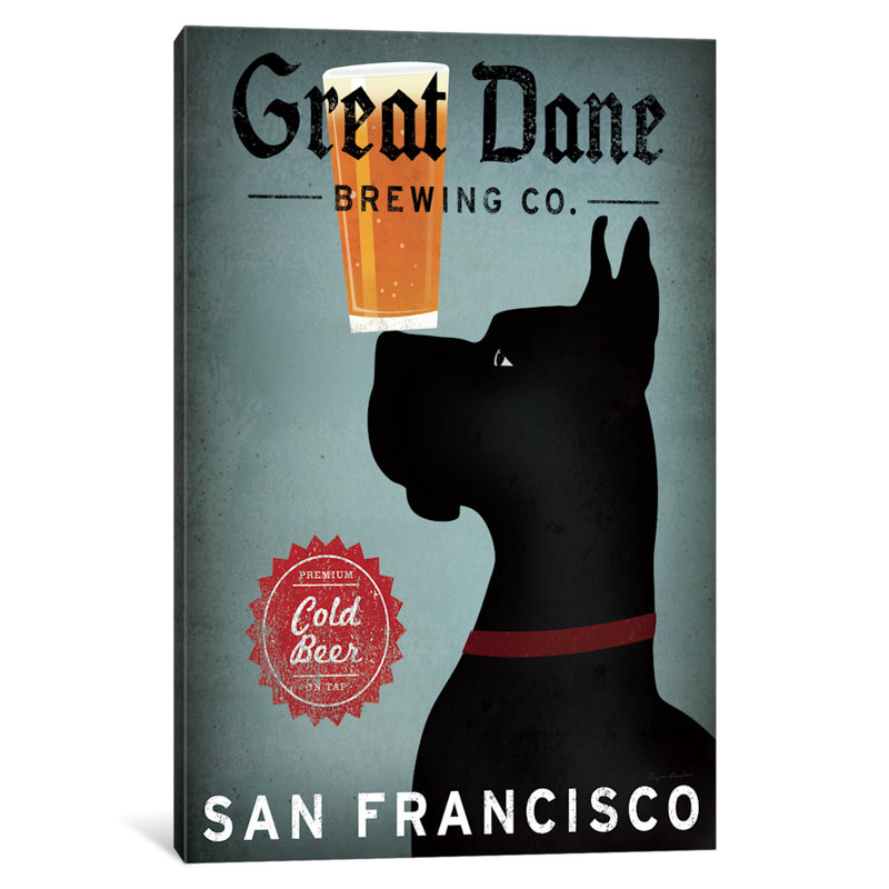 «Great Dane Brewing» par Ryan Fowler, affiche vintage sur toile tendue, H 40 po x l 26 po x P 1,5 po