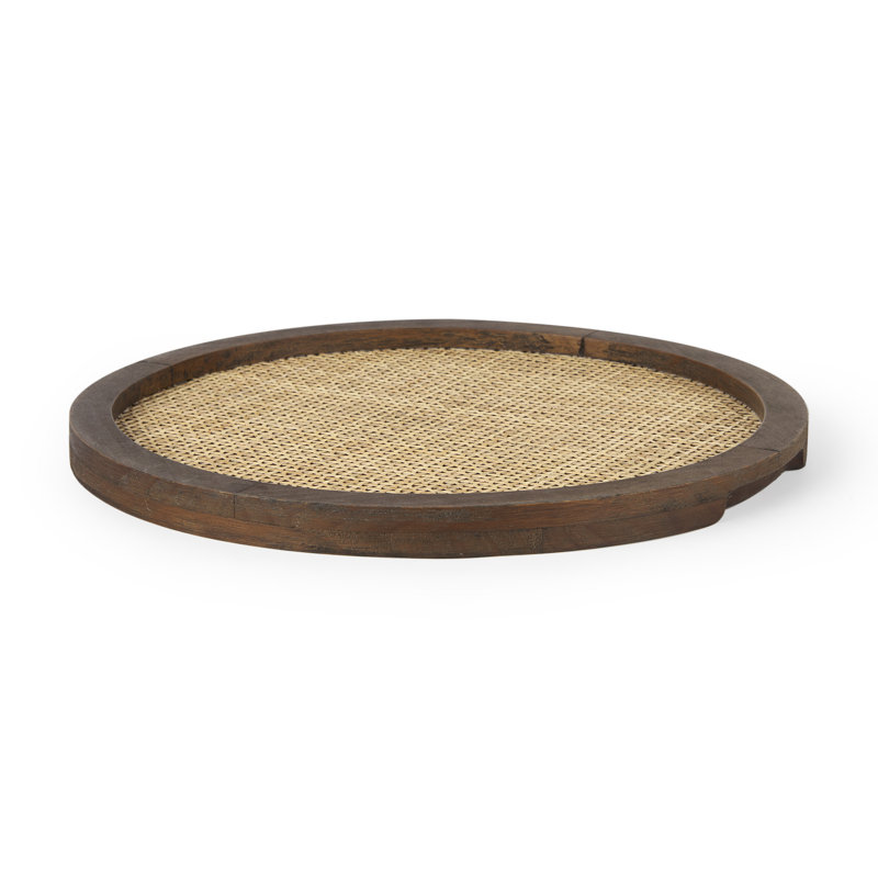 16" Natural Wicker Handmade Round Serving Tray