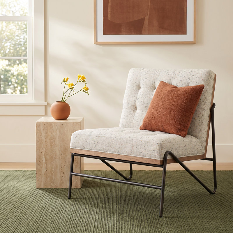 Wharton Upholstered Accent Chair, Brown, White