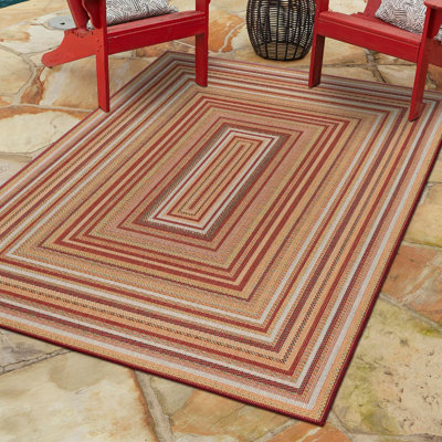 Tapis d'intérieur / extérieur à motif géométrique bourgogne / beige Xavi