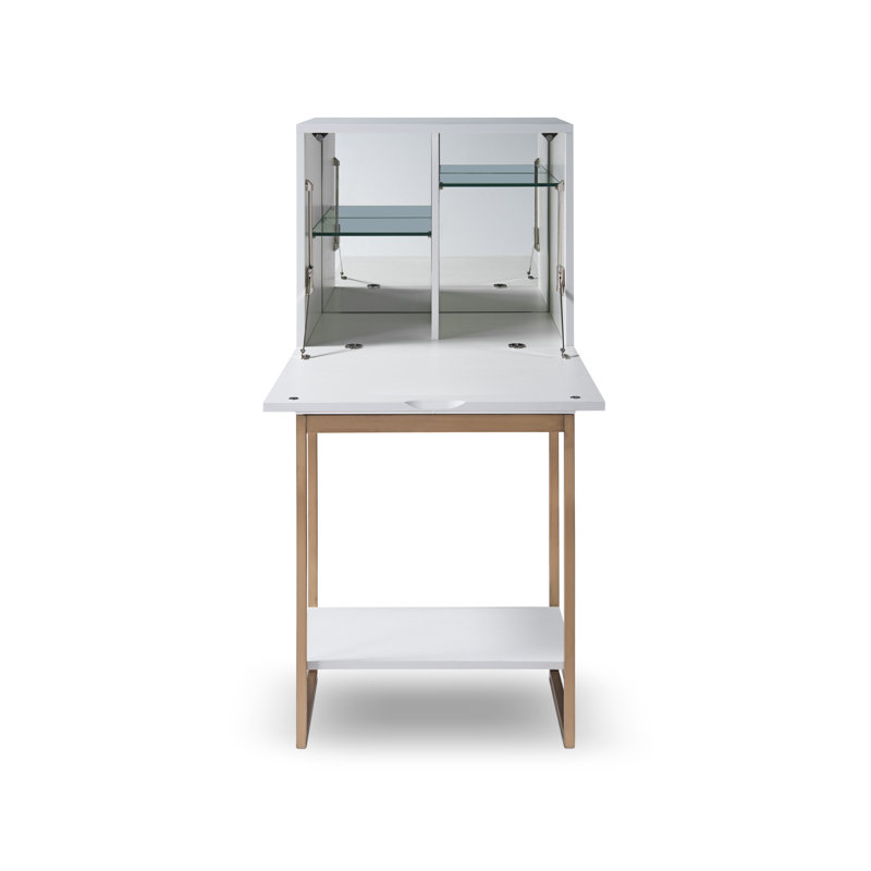 Alpatchino 59.8cm Home Bar, White/Bronze