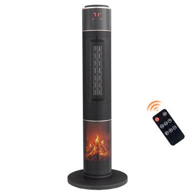 1500 W Electric Tower Ceramic Space Heater With 3D Realistic Flame