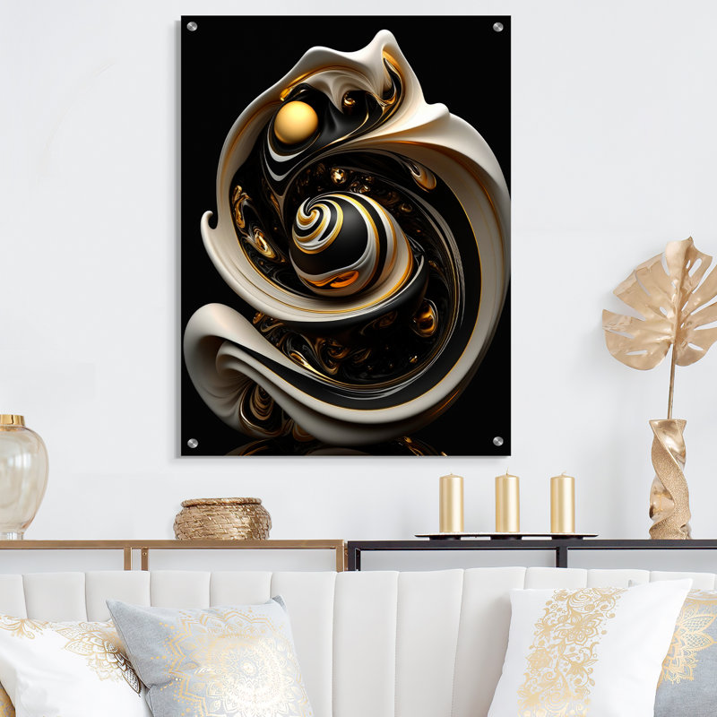 Liquide vitrail liquide V - Spirales abstraites, décoration murale acrylique, H 20 po x l 12 po