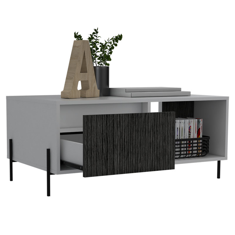 Kallie White Coffee Table with Storage drawer