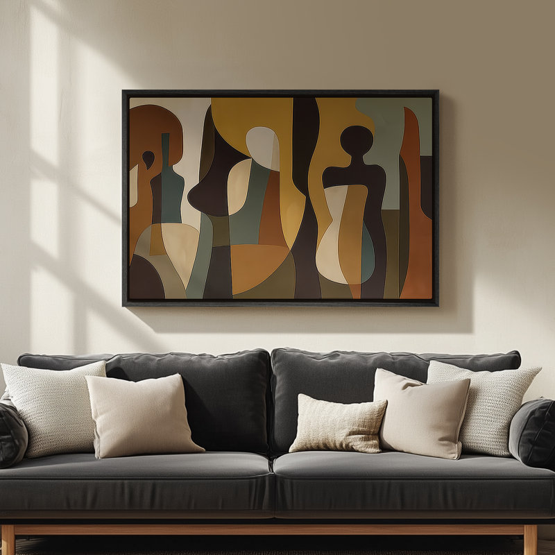 Art mural encadré, impressions murales abstraites rétro pour chambre à coucher - 16 po x 24 po, Noir