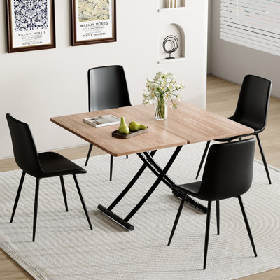 Ensemble de table de salle à manger 4 personnes, table pliante avec base en métal, table de salle à manger avec chaises
