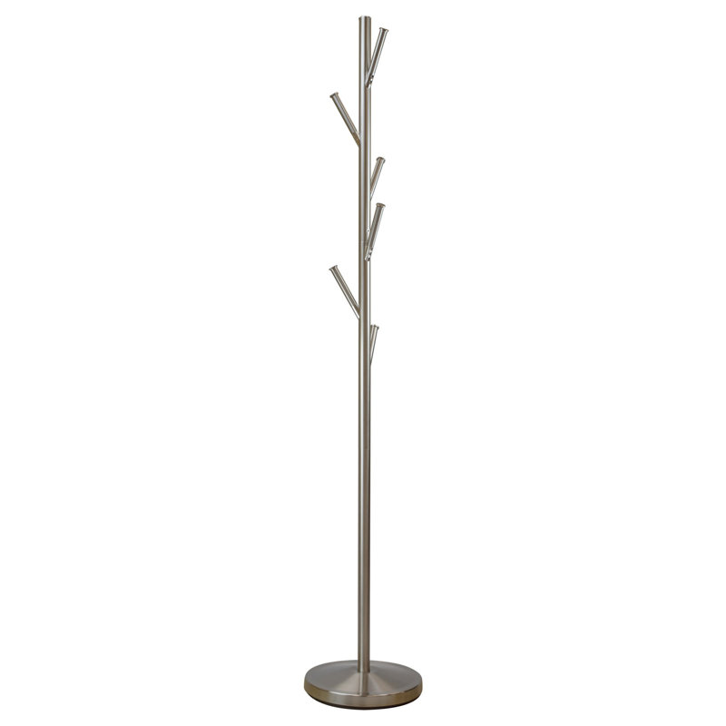 Davontay Aluminum Freestanding Coat Rack, Satin Nickel