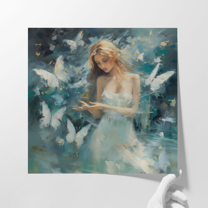Vol angélique énergique, Toile avec cadre blanc, H 24 po x l 24 po x P 1,25 po