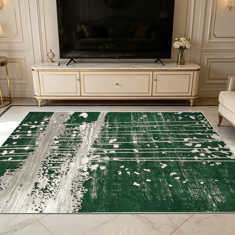 1PC Vintage Distressed Striped Forest Green area rugs for Living Room, Soft and Comfortable, Suitable for all seasons, easy-to-maintain, machine washable Indoor floor mat, Under Table Farmhouse suitable for dining table, kitchen, bedroom, entryway,
