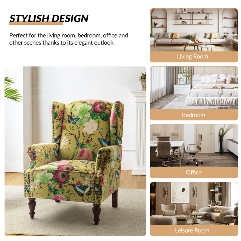 Upholstered Accent Chair, Mustard