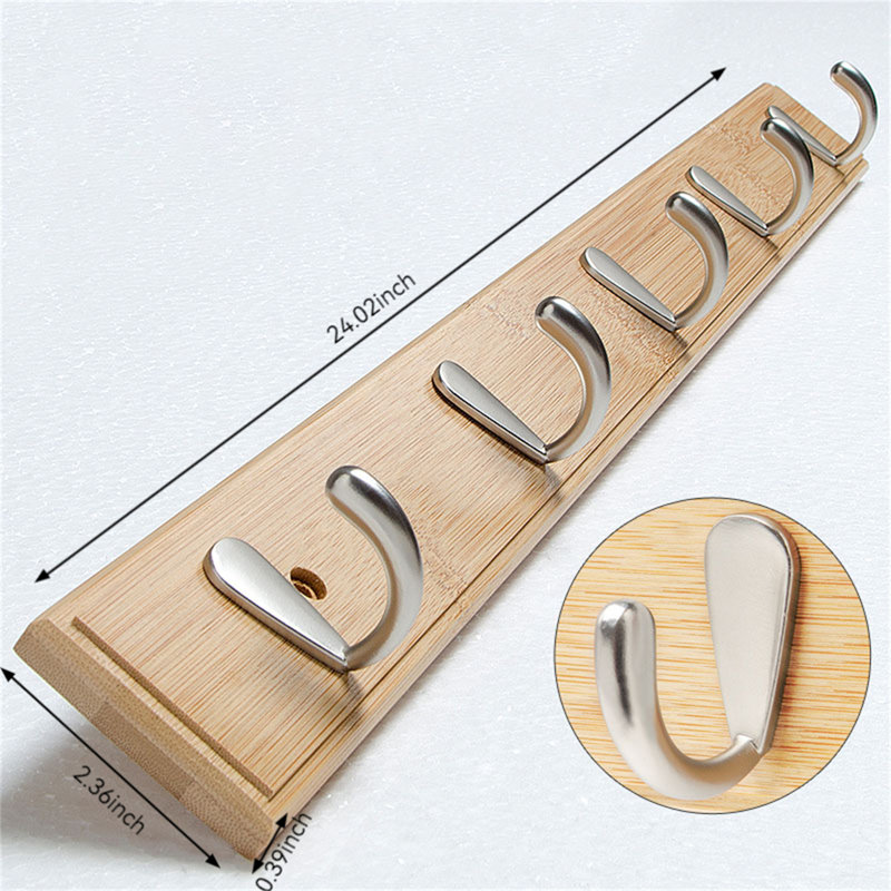 Wall Hook Coat Rack, Brown/Silver