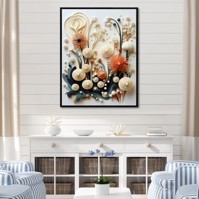 " Deep Marine White And Peach Expression "