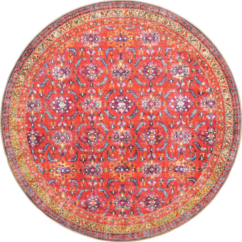 Ellizabeth Chenille Oriental Indoor Rug, Round 5'