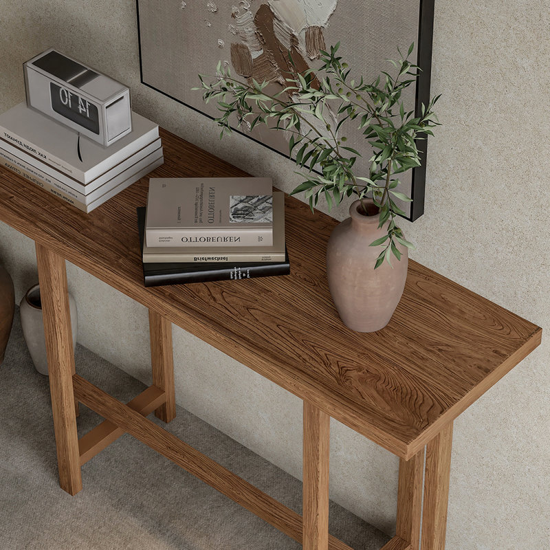 Console minimaliste en bois massif de style nordique, Brun