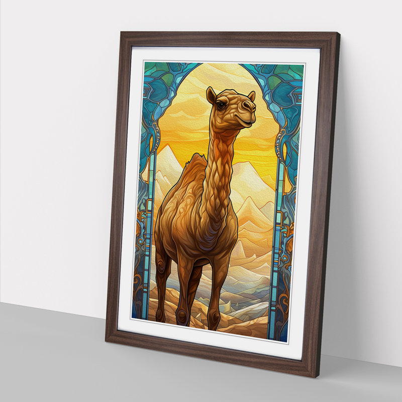 Camel Art Nouveau Art - Framed Print, Walnut, 64cm H x 46cm W x 2cm D