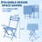 3-Piece Folding Bistro Set - Outdoor Patio Furniture with 2 Chairs & 1 Glass Table, Portable Metal Bistro Set for Balcony, Garden & Yard, Blue-815127532