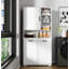 Armoire de panier à linge autoportante avec paniers inclinables, organisateur de rangement avec tablette réglable, finition blanche pour salle de bain, buanderie ou garde-robe