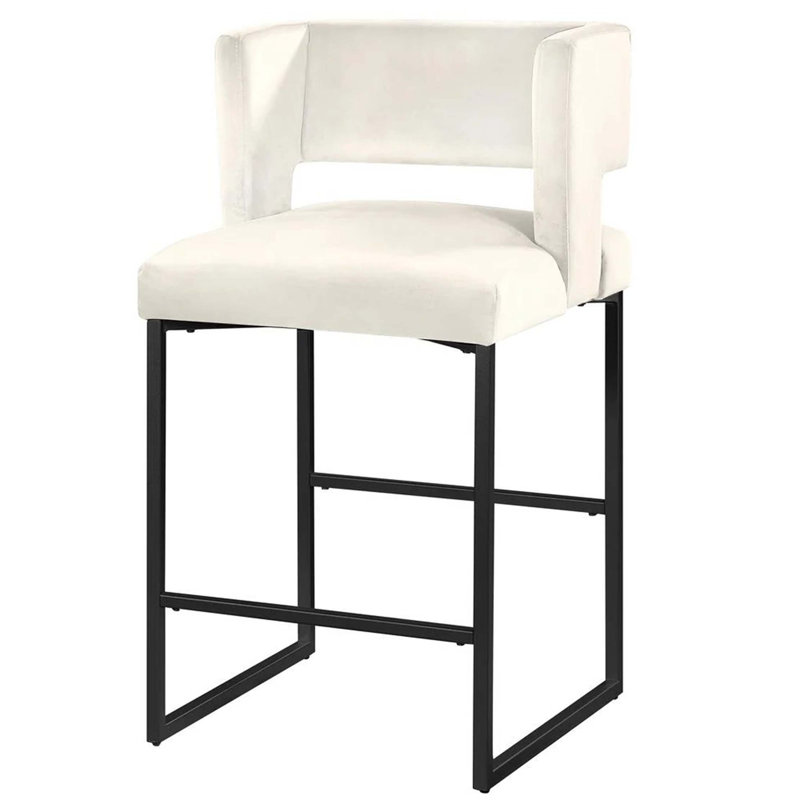 Ensemble de 2 tabourets de comptoir 27 po Modern, Crème, Noir mat