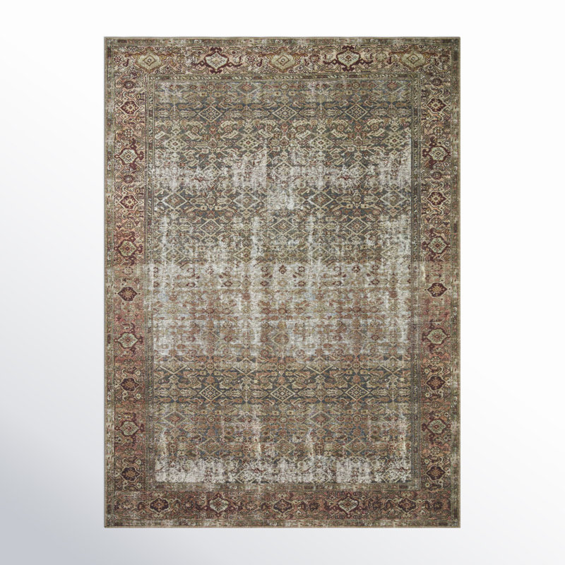 Georgie Moss and Salmon Rectangular Synthetic Area Rug