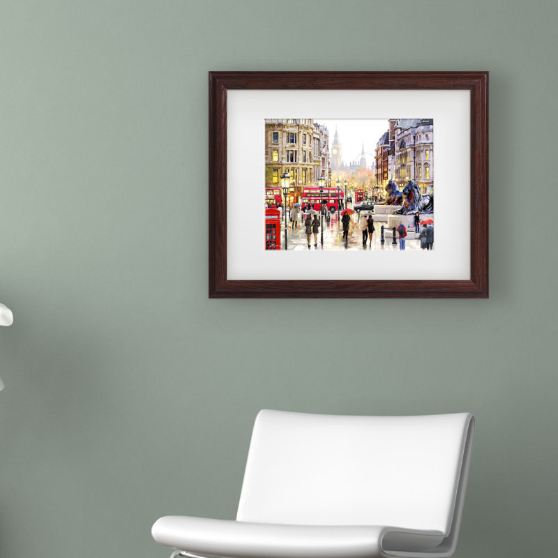 Paysage londonien par le MacGregor studio-impression, H 11 po x l 14 po x P 2 po, Cadre brun