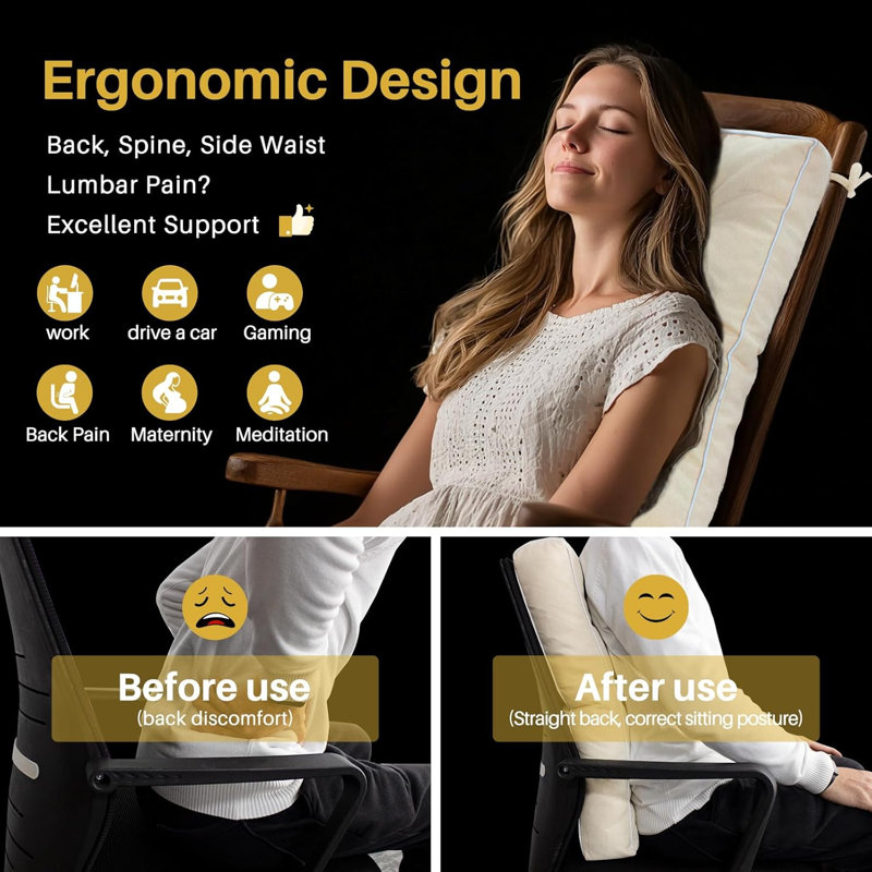  Rocking Chair Cushion, Set of Thicken Seat & Back Chair Cushions with Memory Foam, Non-Slip Chair Pad with Ties for for Indoor&Outdoor Rocker