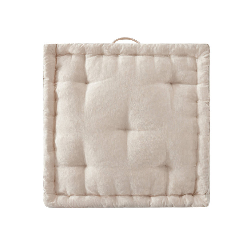 Coussin de sol carré en chenille poly A Alez, Ivoire ivoire, Carré de 24 po
