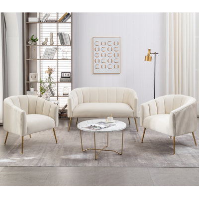 Mariantonietta 3 - Piece Velvet Living Room Set