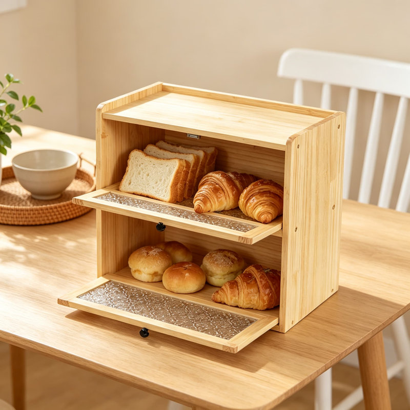 Wood Food Storage Container, Jaune