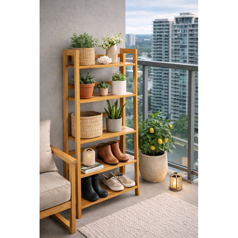 Harlem 47.25'' H x 23.5'' W 4-Tier Solid Bamboo Etagere Bookcase, Shoe Rack, Storage Shelves