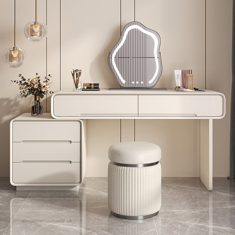 Ensemble de coiffeuse et armoire de rangement 31,5 "en bois massif blanc