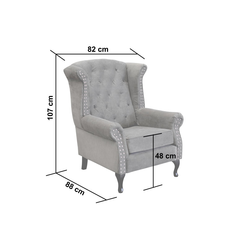 Gustin Upholstered Wingback Chair, Light Grey