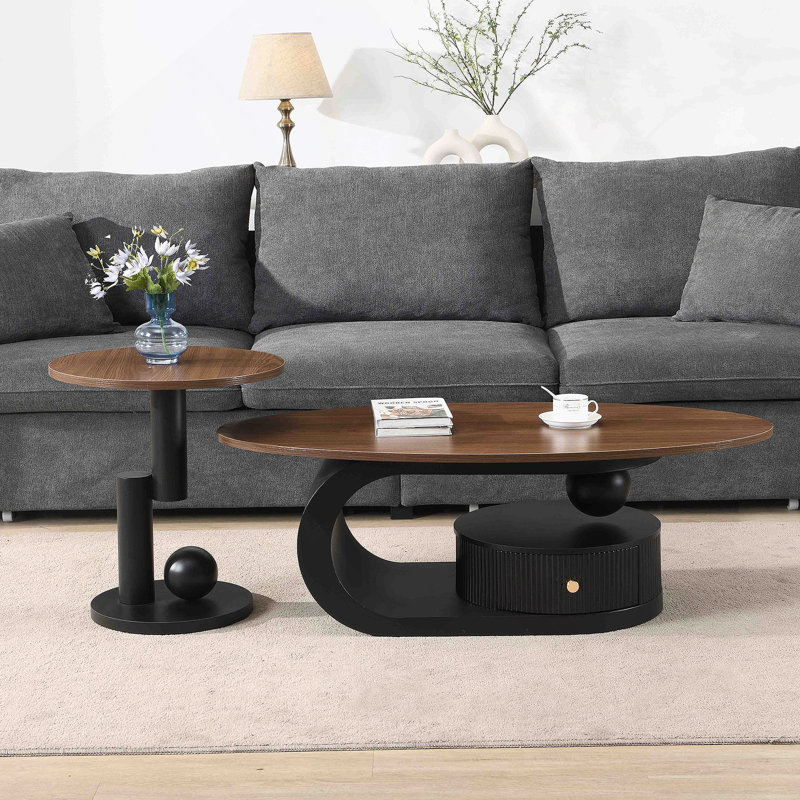 Ensemble de 2 tables gigognes Luxury, Brown, Noir